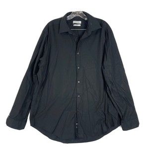 Calvin Klein Slim Fit Shirt Mens XL 17- 17.5 - 34/35 Black Button Up Long Sleeve